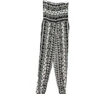 Forever 21 Black & White Halter Top Jumpsuit